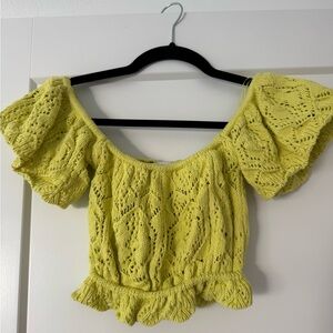 Zara Lemon Yellow Knit Blouse